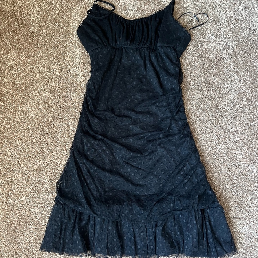 Altar'd State Black Polka Dot Mesh Dress